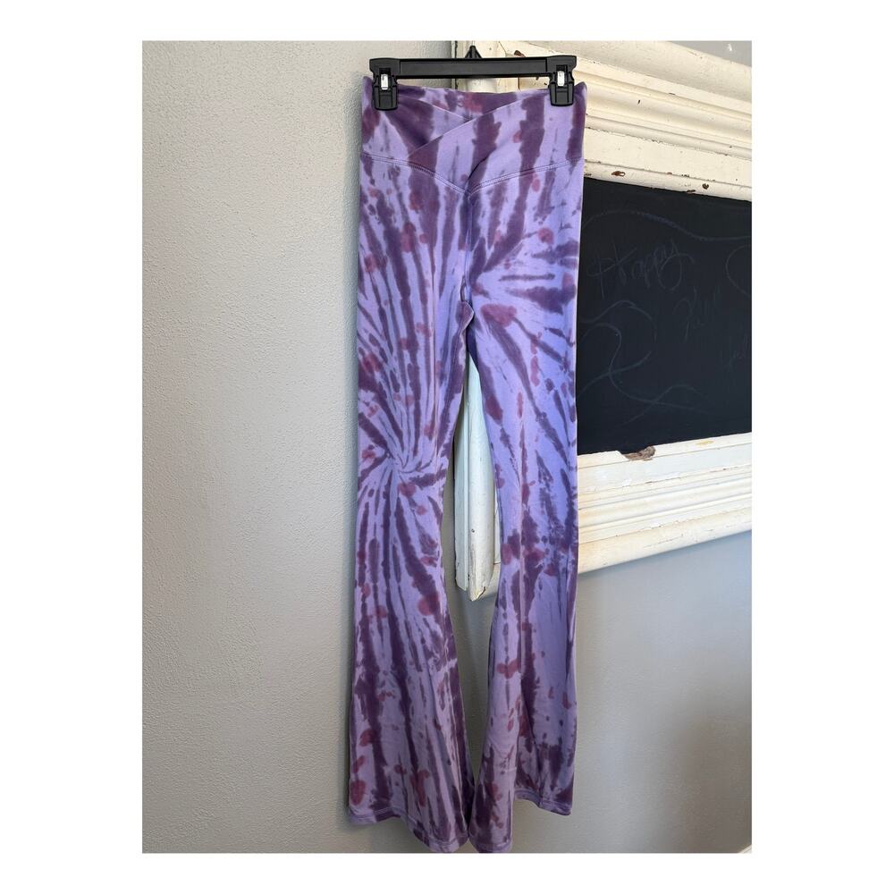 PINK Victoria’s Secret Purple Tie Dye Flare Cross-Waist Leggings Women's XS